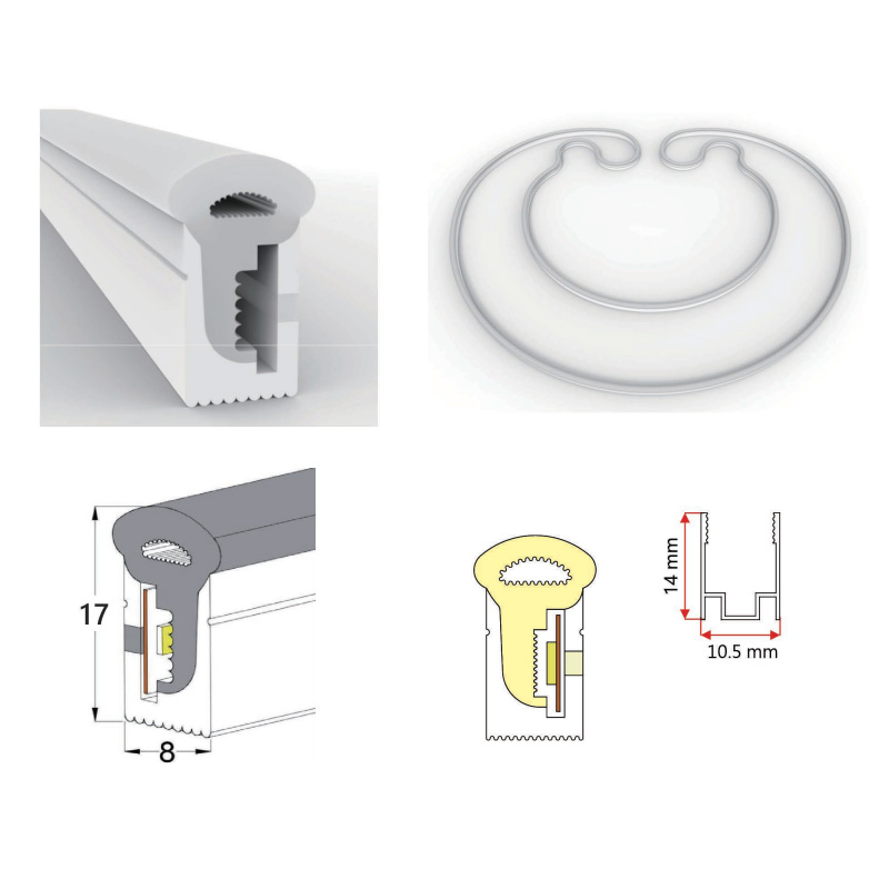 Silicone LED Strips Profile Waterproof For 8mm LED Light Strip - 08*17mm 270° Side Emitting Silicone LED Strips Profile Waterproof For 8mm LED Light Strip - 08*17mm 270° Side Emitting